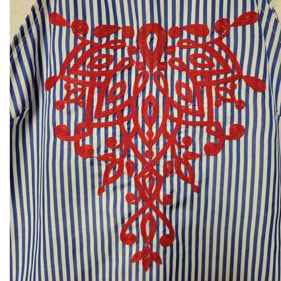 Polagram Striped Sundress Embroidered Applique Nautical Beach Resort Cruise SZ S - Picture 3 of 8